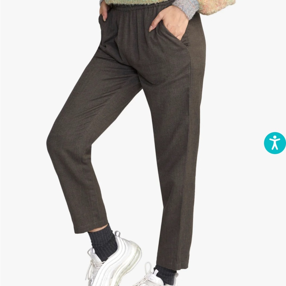 RVCA NEW YUME HERRINGBONE WOVEN PANTS - OLIVE BLACK